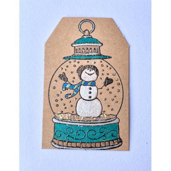 Snowman in a Snow Globe  Rubber Stamp