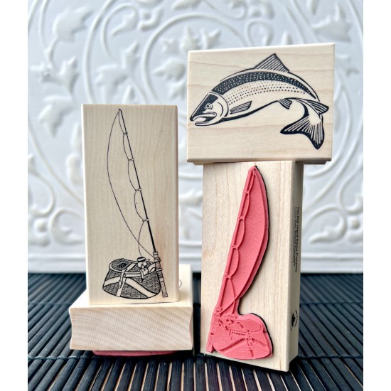 Gone Fishing Rubber Stamp