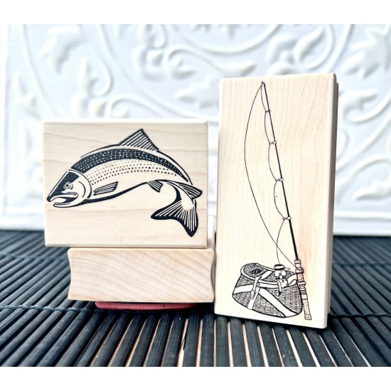 Gone Fishing Rubber Stamp