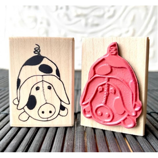 Plush Piggy Stuffed Toy Rubber Stamp