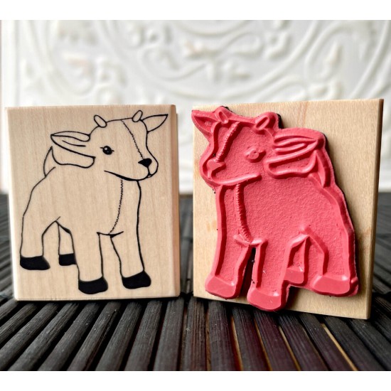 Plush Baby Goat Toy Rubber Stamp