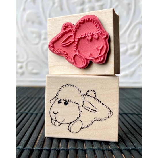 Plush Baby Lamb Toy Rubber Stamp