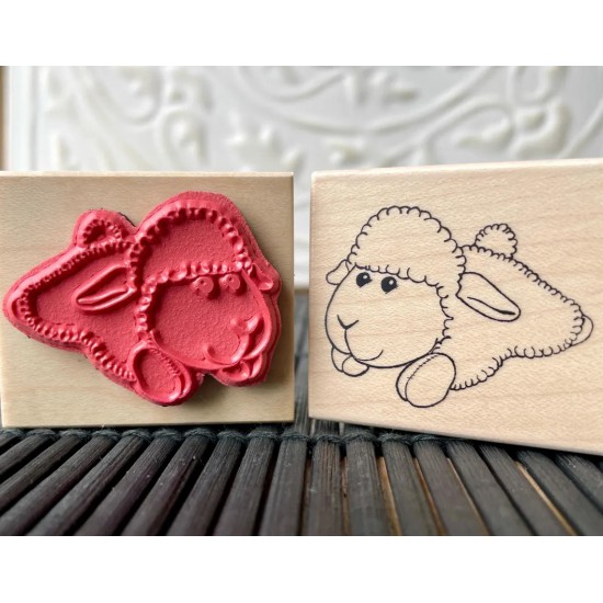 Plush Baby Lamb Toy Rubber Stamp