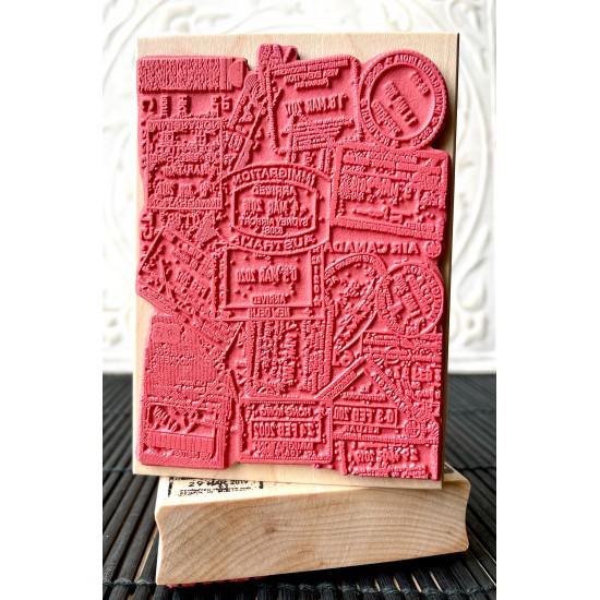 Passport Collage Rubber Stamp