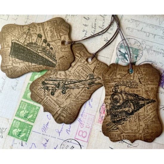 Passport Collage Rubber Stamp