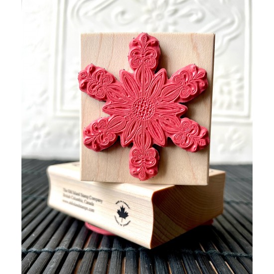 Fleur De Lis Snowflake Rubber Stamp