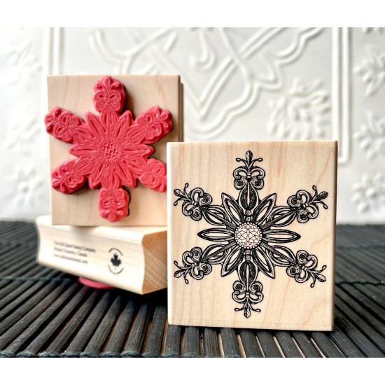 Fleur De Lis Snowflake Rubber Stamp